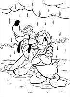 kolorowanki Disney - Kaczor Donald i Pluto moknie na deszczu numer  11